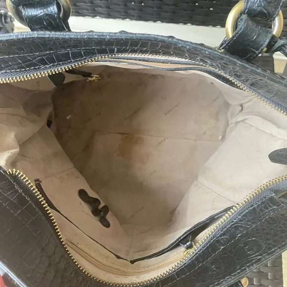 Brahmin Croc Embossed Tote Bag, Black - Picture 9 of 17